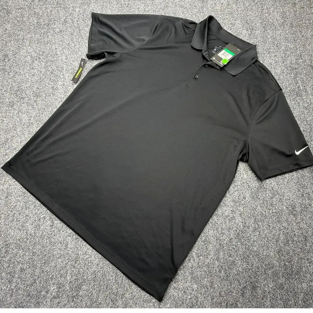 Nike Mens XL Black Dri-FIT Golf Polo Shirt Short Sleeve NWT NEW
